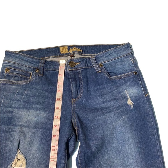 Kut from the Kloth Medium Wash Denim Low-Rise Skinny Distressed Jeans Women 6x28 - Picture 5 of 14